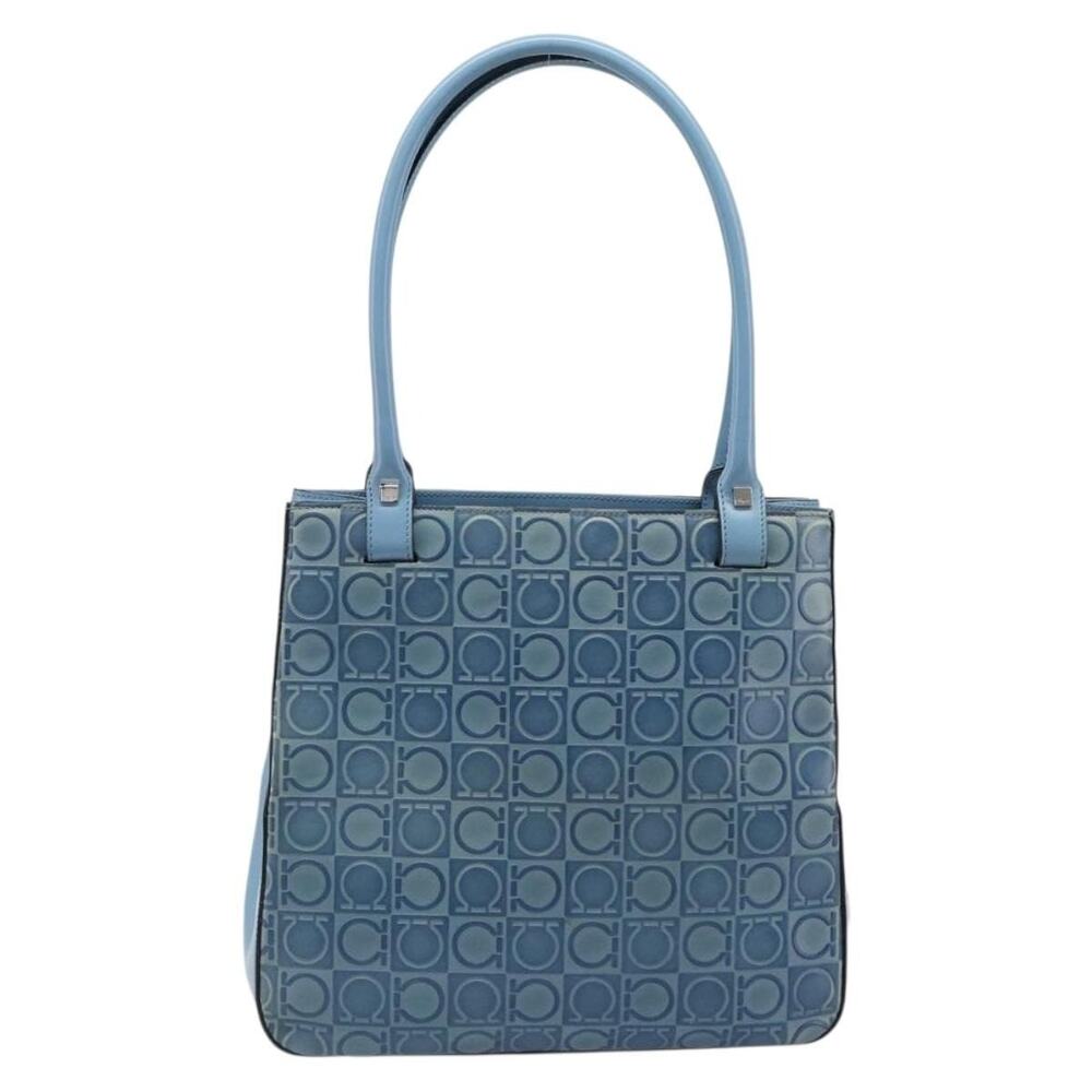 Salvatore Ferragamo Gancini Tote Blue Smooth